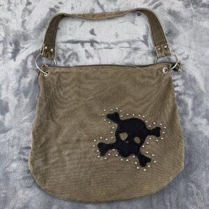 Army Green Denim Purse Bag Skull Rivet Studded Grunge Punk Y2K Retro Fashion Exp